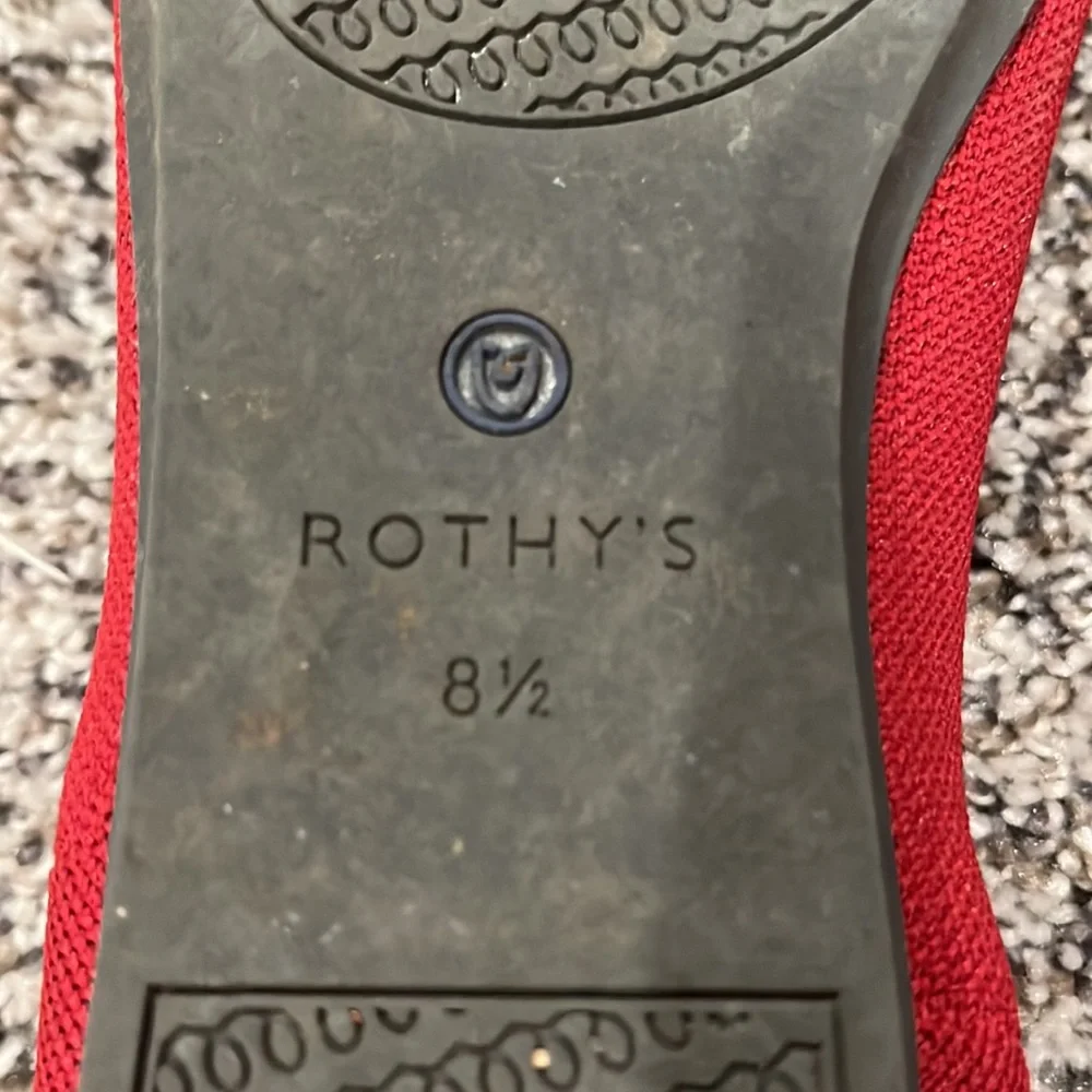 Rothy's Red Knit Ballet Flats with Blue Trim - Picture 4 of 10